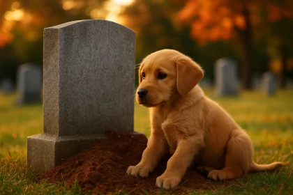 Ce chiot a refusé de quitter la tombe de son maître : l’histoire vraie derrière cette fidélité extrême – Réponds uniquement avec le résultat.
